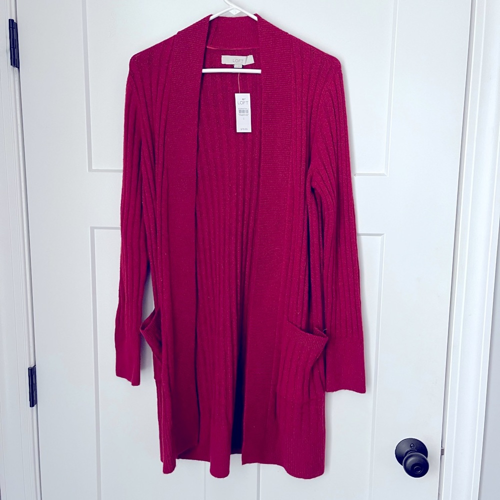 Loft Red Cardigan - NWT